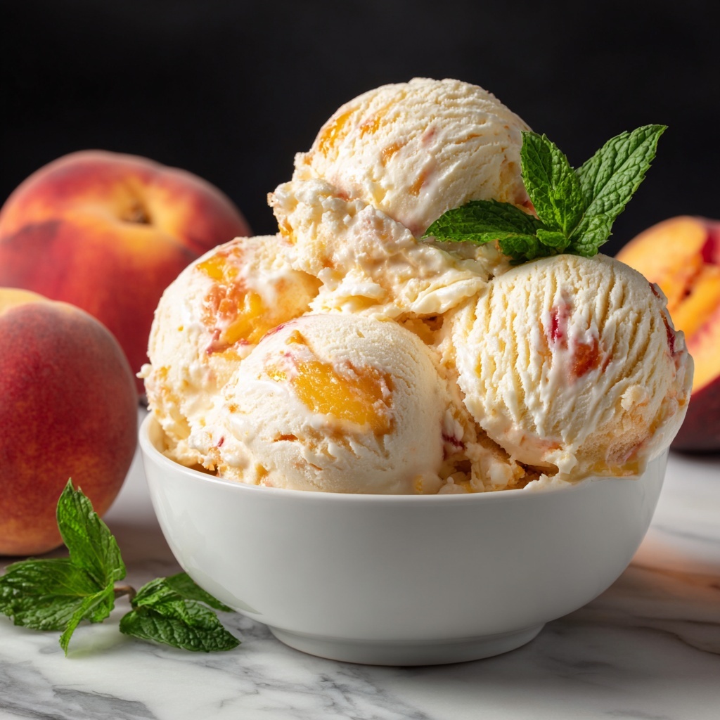Homemade Peach Ice Cream Recipe - Recipe Image
