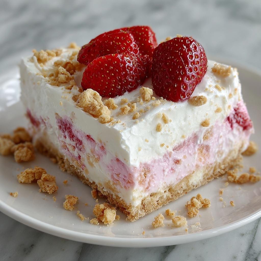 No-Bake Strawberry Crunch Cheesecake Recipe - Recipe Image