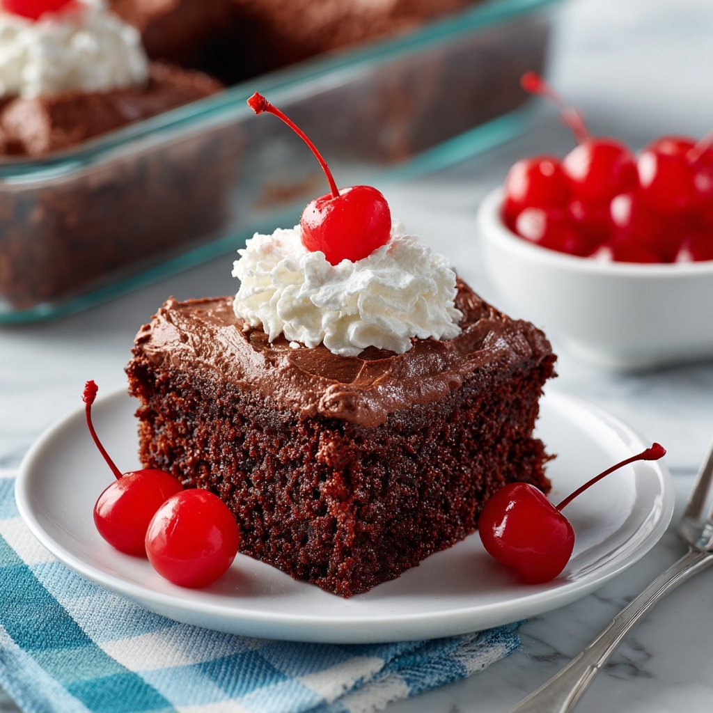 Chocolate Cherry Cake with Rich Chocolate Frosting Recipe - Recipe Image