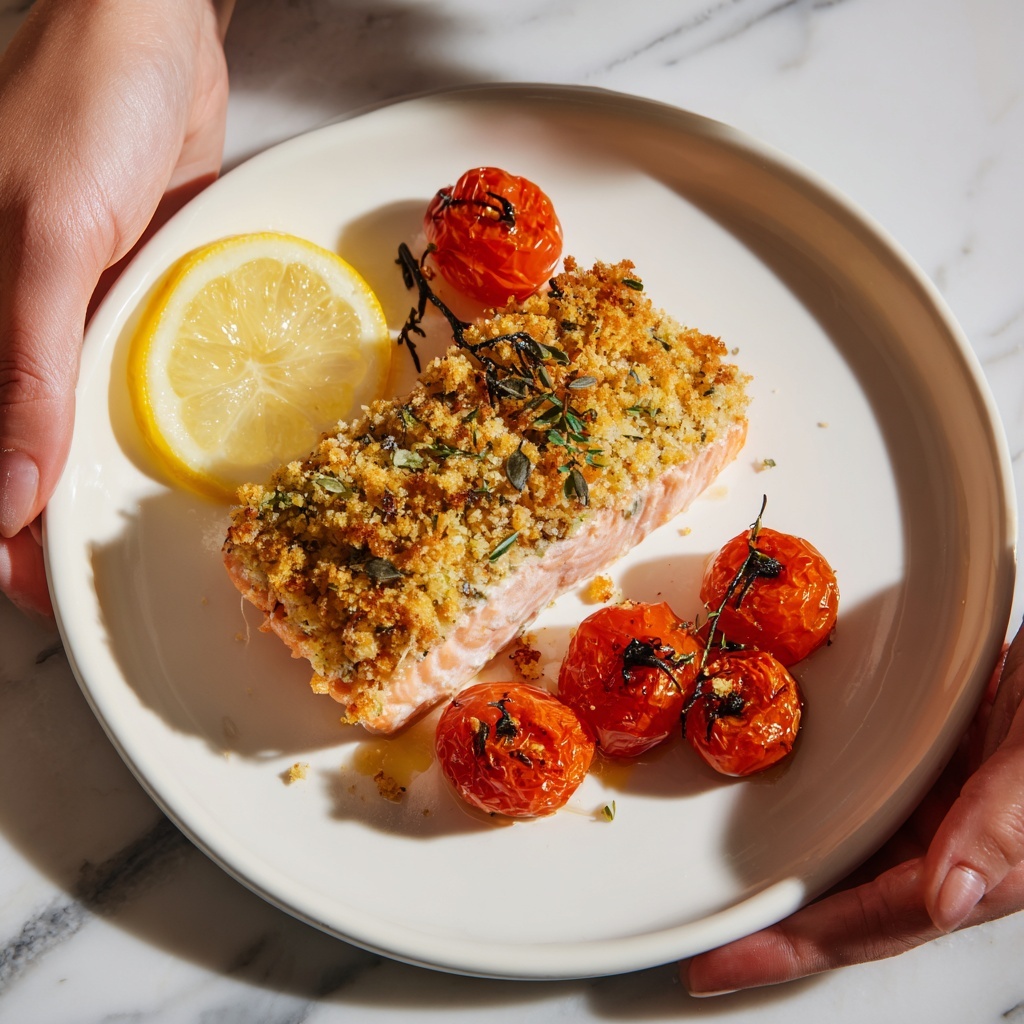 Pesto Parmesan Crusted Baked Salmon Recipe - Recipe Image