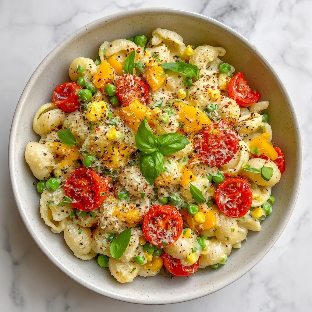 Summer Pasta Salad with Cherry Tomatoes, Bell Peppers, and Feta Recipe - Recipe Image
