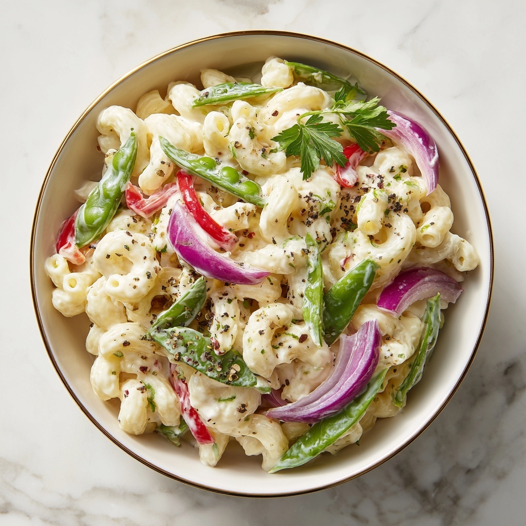 Best Summer Macaroni Salad Recipe with Gherkins and Red Bell Pepper Recipe - Recipe Image