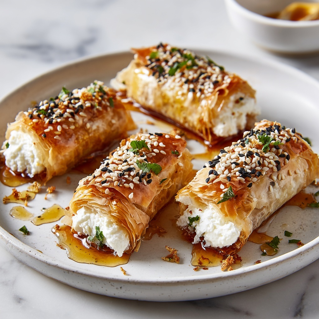 Oven Fried Feta Rolls with Chili Honey Recipe - Recipe Image