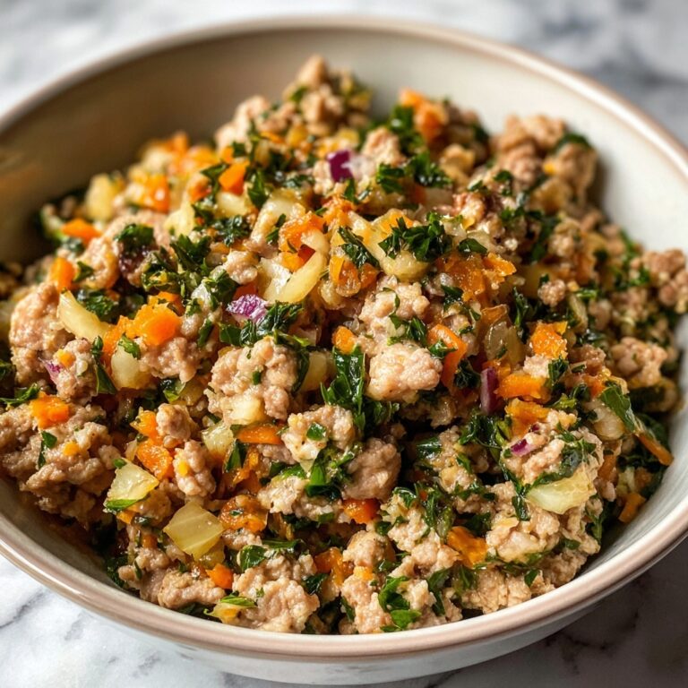 Homemade Dog Food with Brown Rice, Ground Chicken, Spinach, Carrots, and Zucchini Recipe