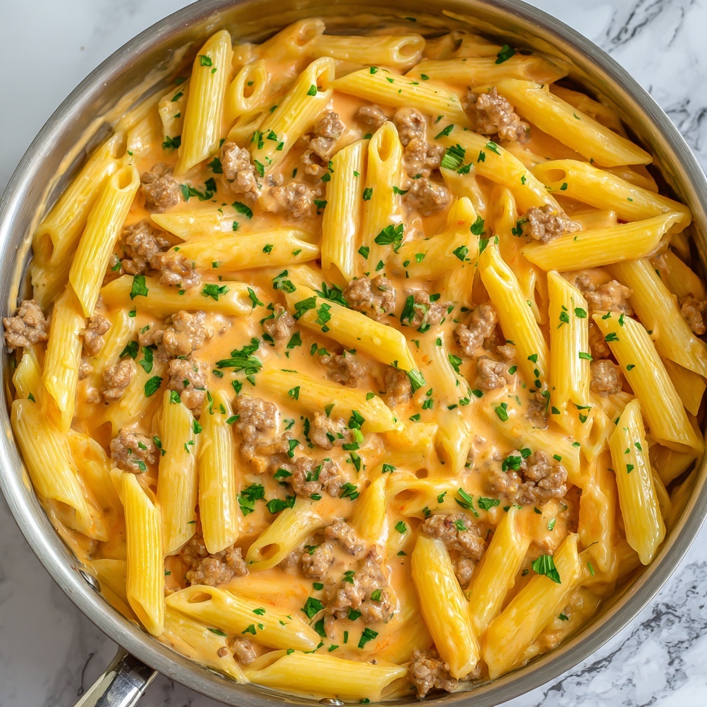 Cheesy Ground Beef Pasta Skillet Recipe - Recipe Image