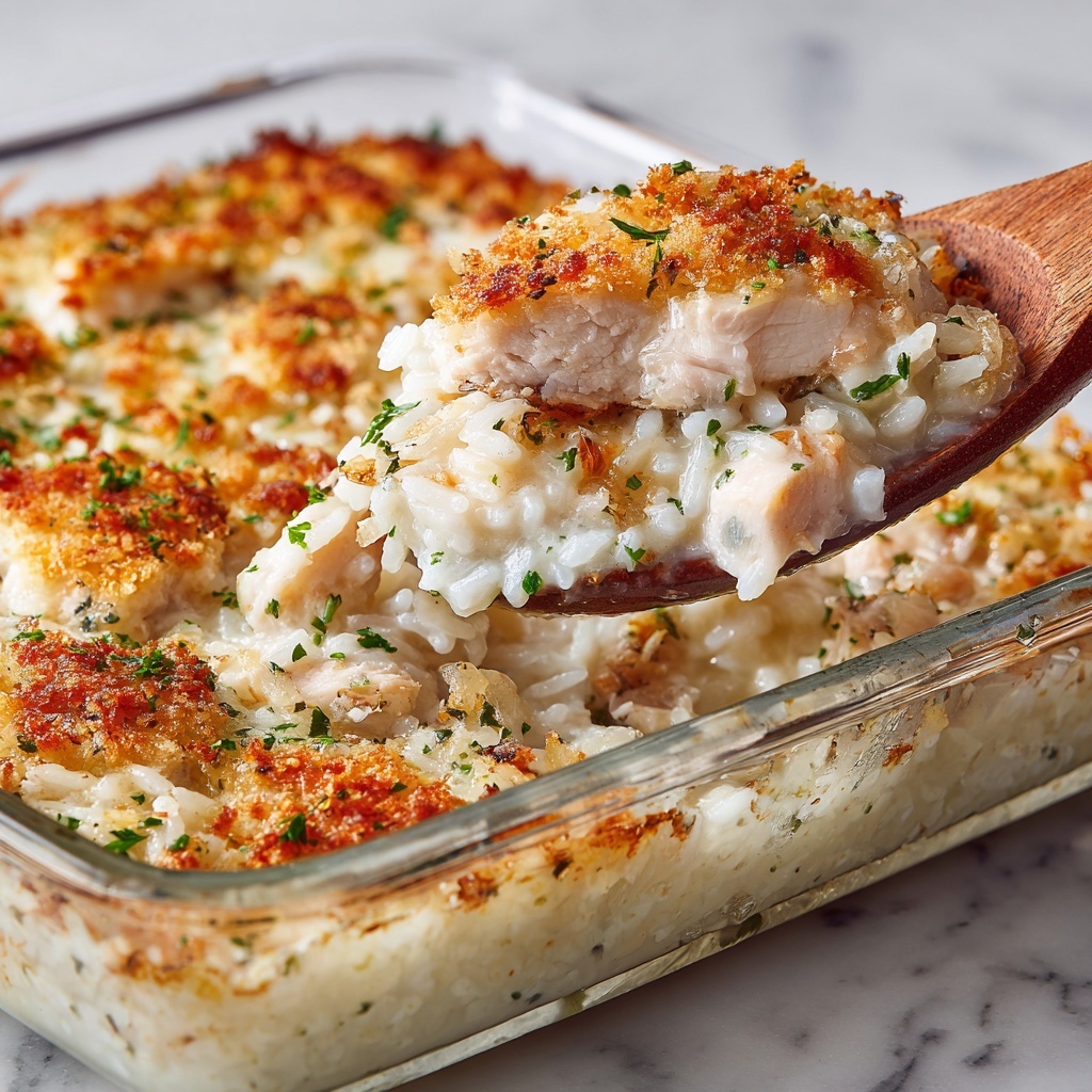 Garlic Parmesan Chicken and Rice Casserole Recipe - Recipe Image