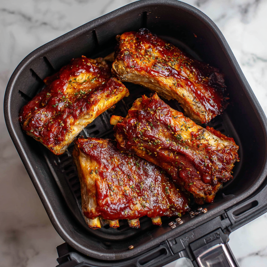 Air Fryer Baby Back Ribs with BBQ Sauce Recipe - Recipe Image