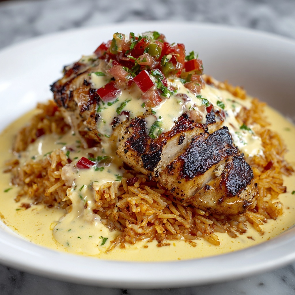Queso Smothered Chicken with Southwest Orzo Recipe - Recipe Image