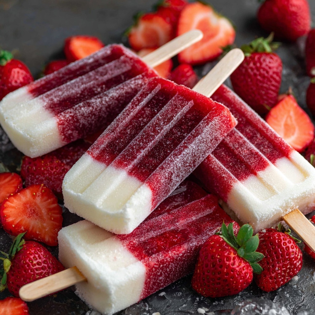 Strawberry Yogurt Popsicles Recipe - Recipe Image