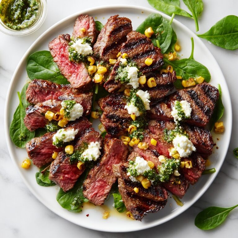 Grilled Flank Steak with Arugula Pesto and Burrata Recipe