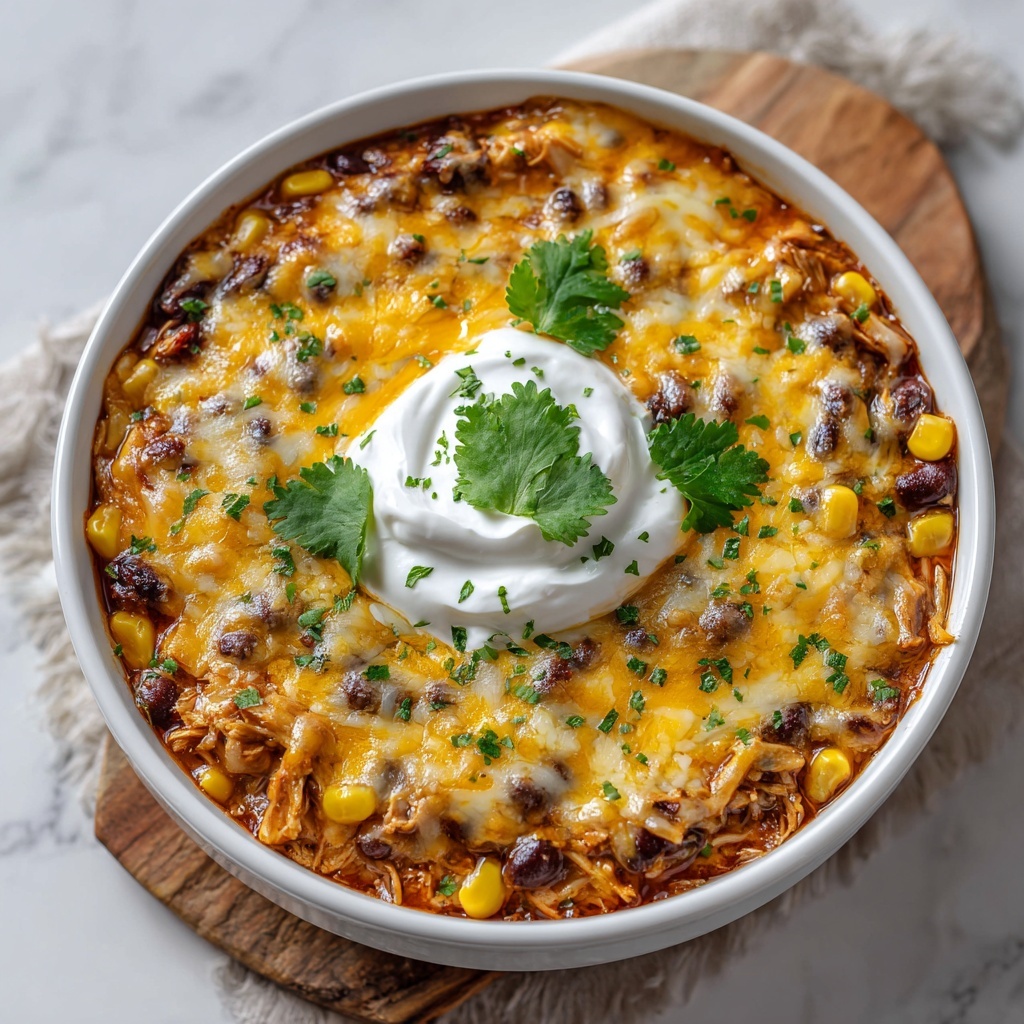 Cheesy Slow Cooker Chicken Enchilada Bake Recipe - Recipe Image