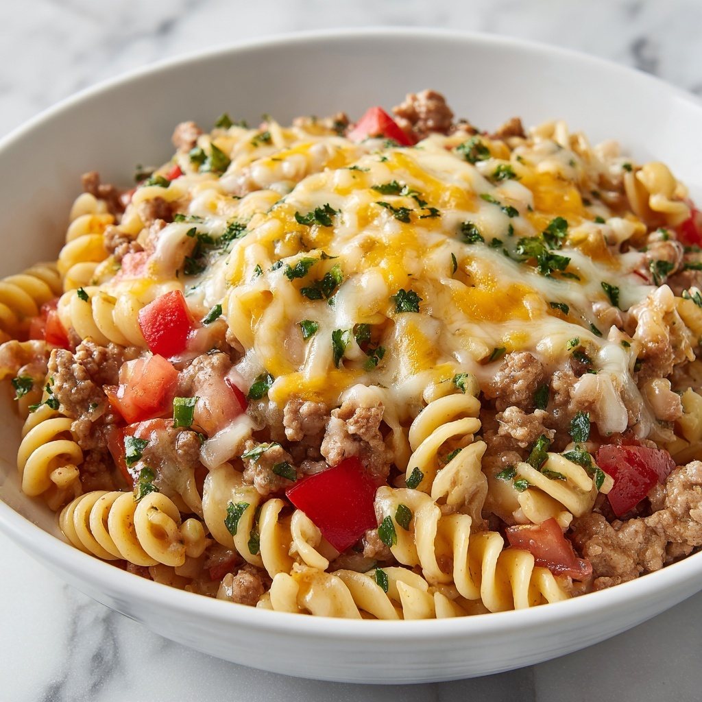 Cheesy Beef Pasta Recipe - Recipe Image