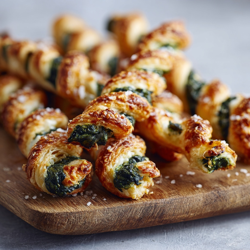 Spinach and Feta Puff Pastry Twists Recipe - Recipe Image