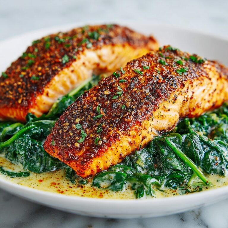 Blackened Salmon Stuffed with Spinach and Parmesan Recipe