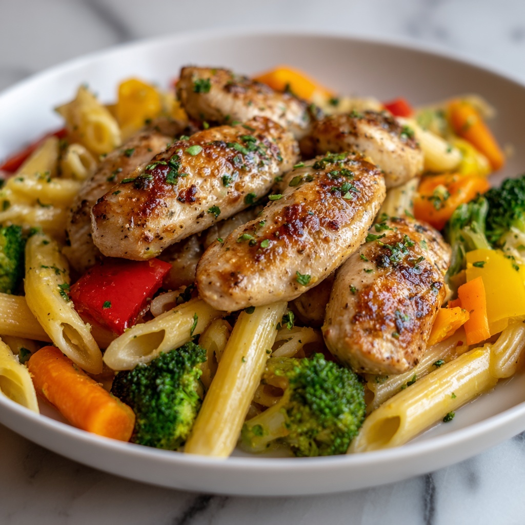 Honey Garlic Chicken with Roasted Veggie Penne Recipe - Recipe Image