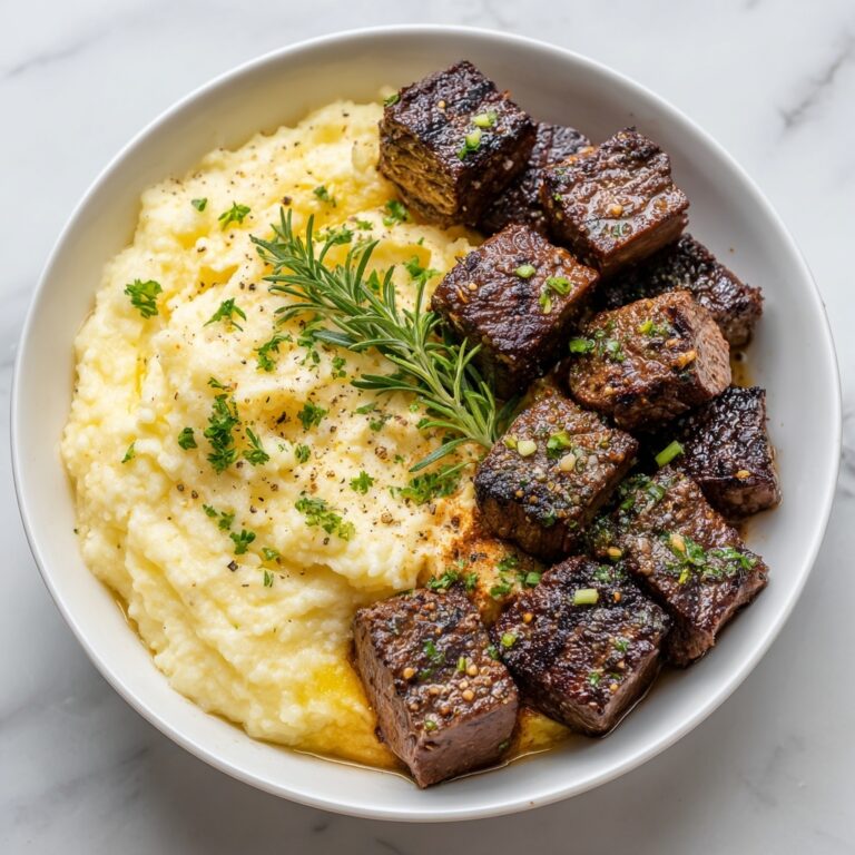 Garlic Butter Steak Bites with Creamy Mashed Potatoes Recipe