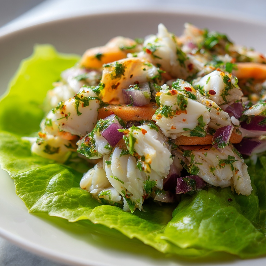 Crab Salad with Fresh Vegetables and Herb Dressing Recipe - Recipe Image