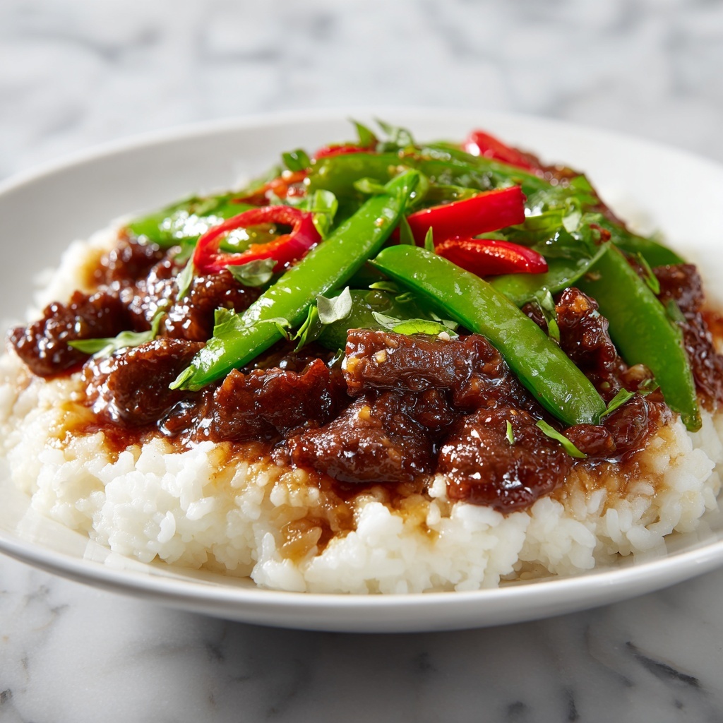 Spicy Garlic Beef Stir-Fry with Green Beans & Rice Recipe - Recipe Image