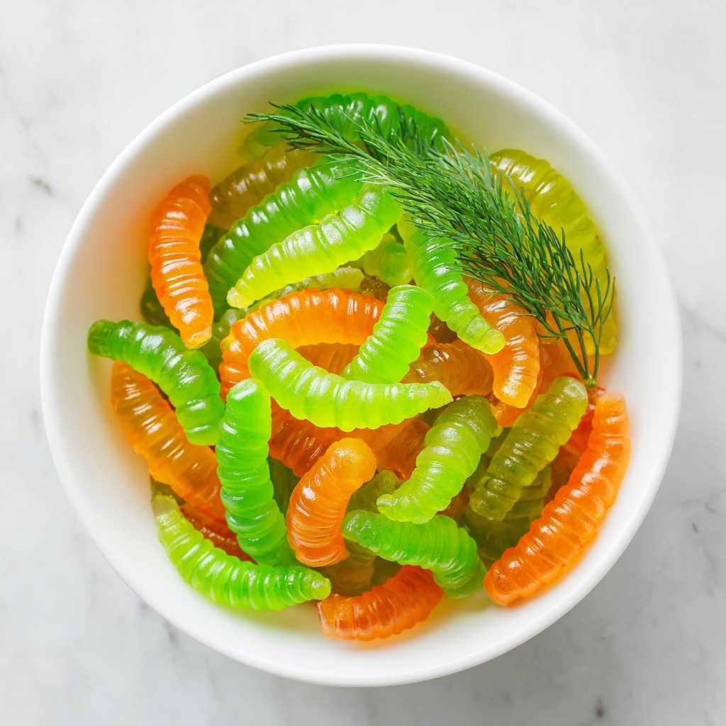 Homemade Dill Pickle Gummy Worms Recipe - Recipe Image