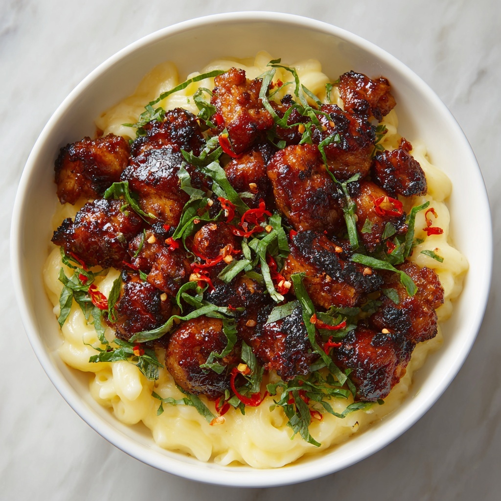 Spicy Honey Pepper Chicken with Creamy Mac and Cheese Recipe - Recipe Image