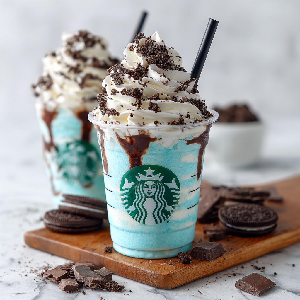 Blue Cookies & Cream Dip Frappuccinos Recipe - Recipe Image