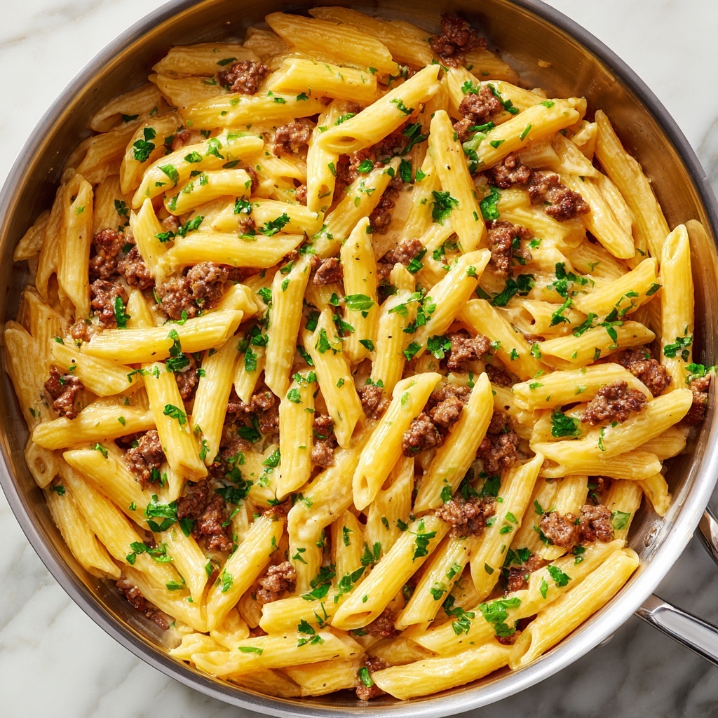 Cheesy Ground Beef Pasta Skillet Recipe - Recipe Image