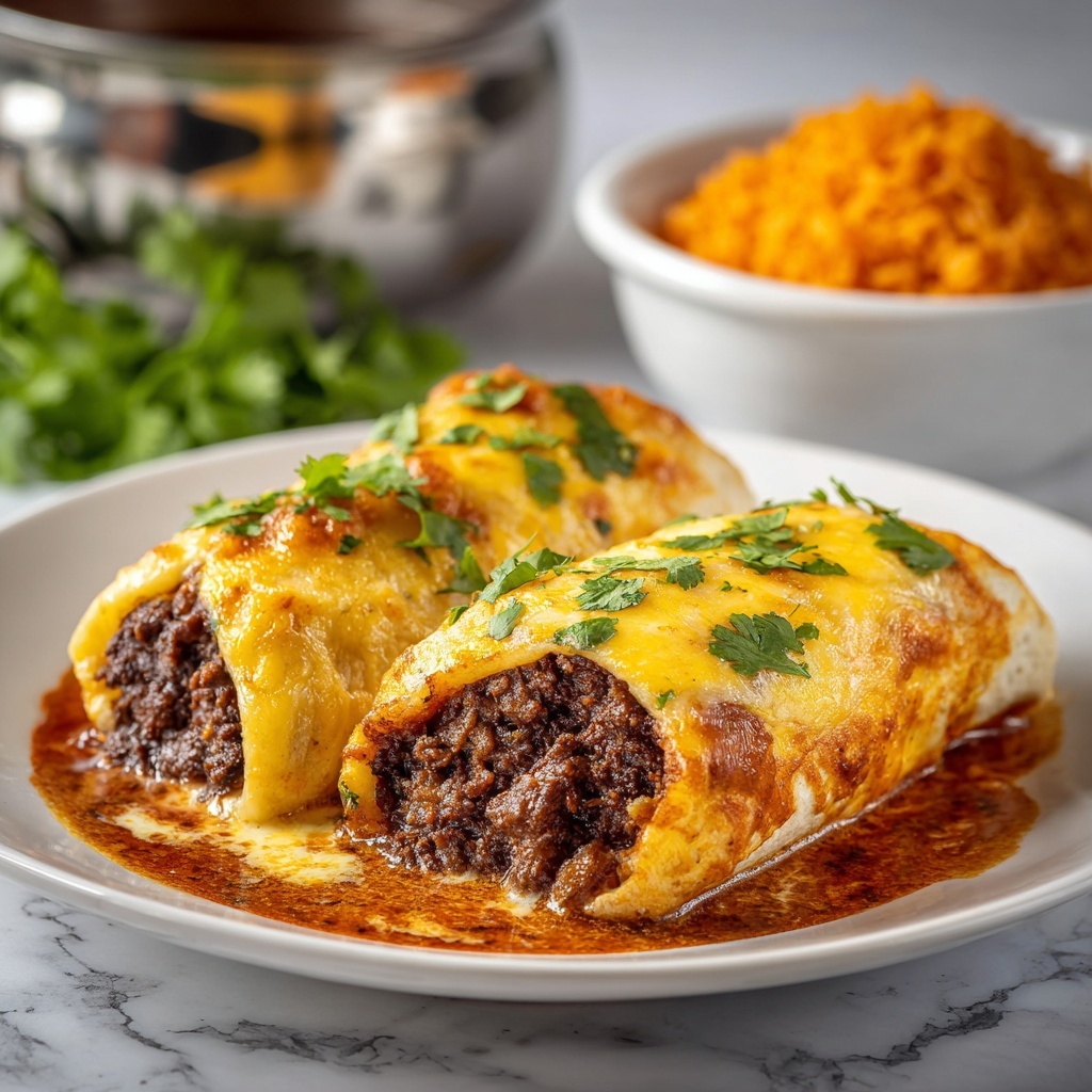 Slow Cooker Chile Colorado Burritos with Cheddar Cheese Recipe - Recipe Image