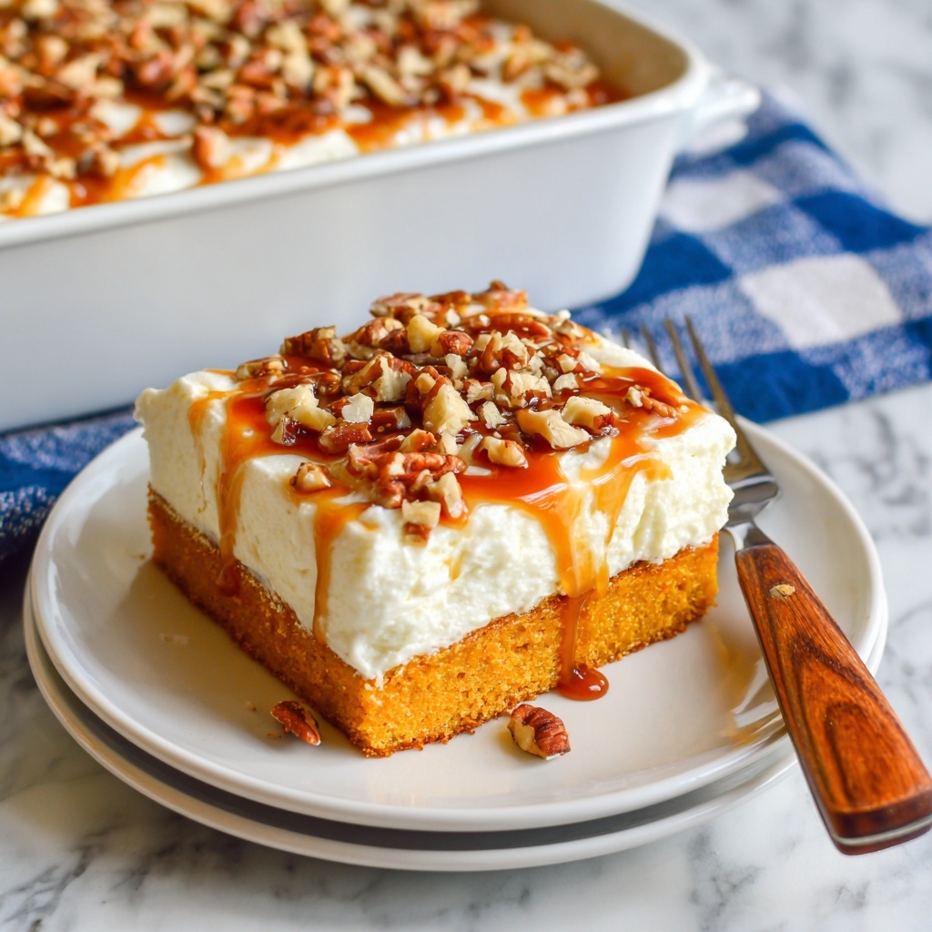 Sweet Potato Cake with Cream Cheese Frosting, Pecans, and Caramel Drizzle Recipe - Recipe Image