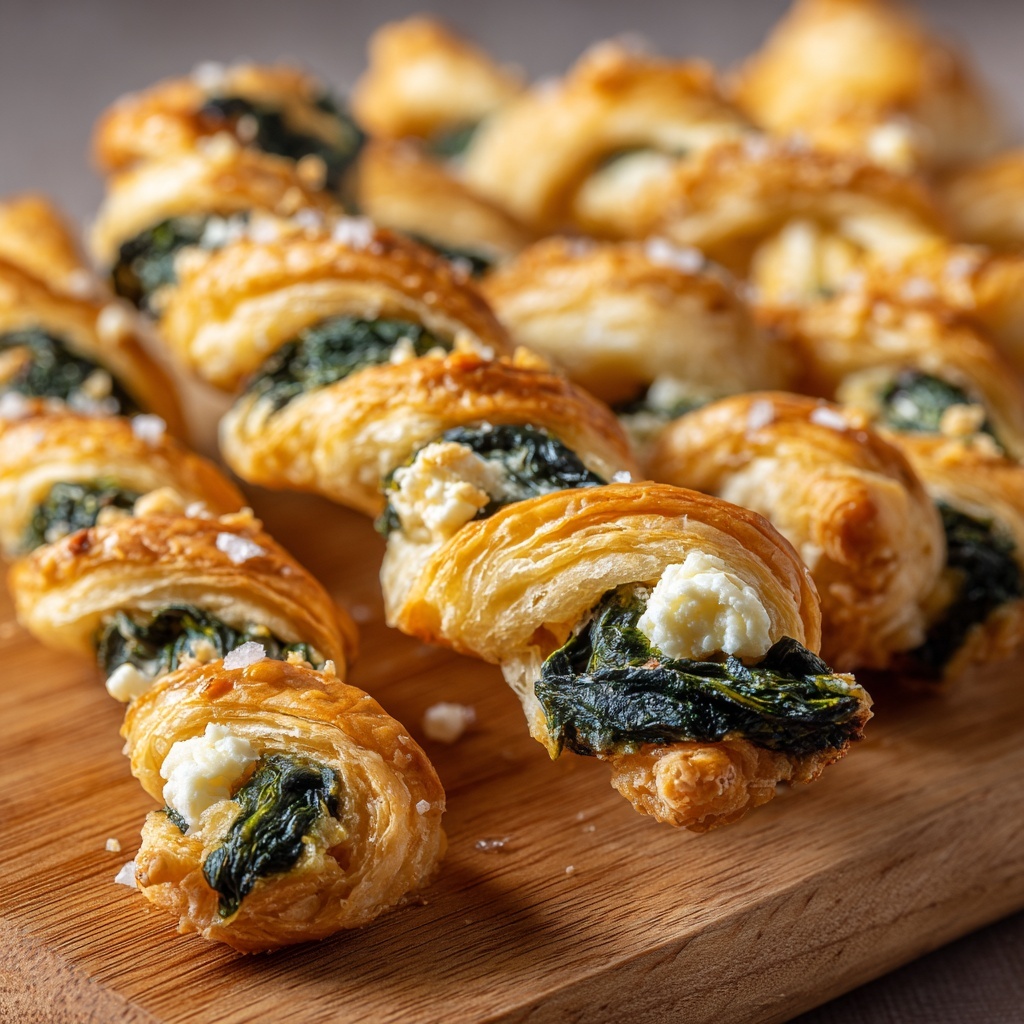 Spinach and Feta Puff Pastry Twists Recipe - Recipe Image