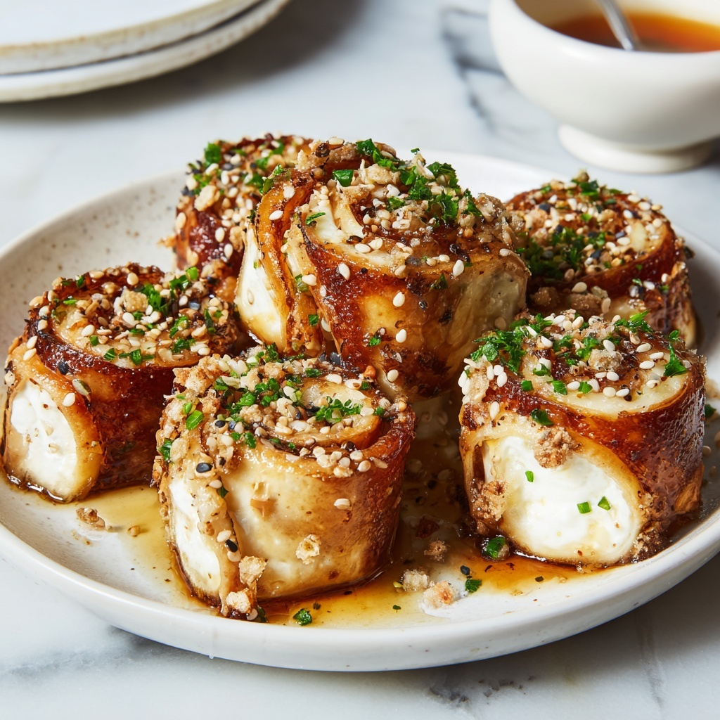 Oven Fried Feta Rolls with Chili Honey Recipe - Recipe Image