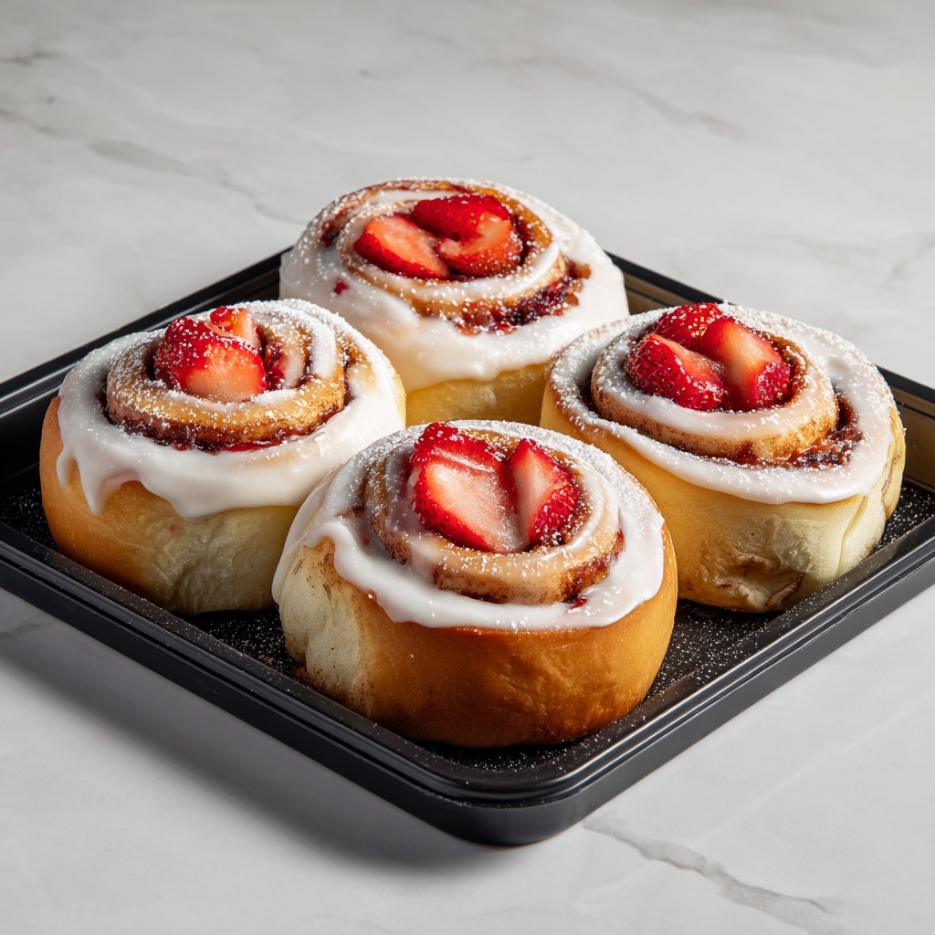 Strawberry and Cream Cinnamon Rolls with Strawberry Filling Recipe - Recipe Image
