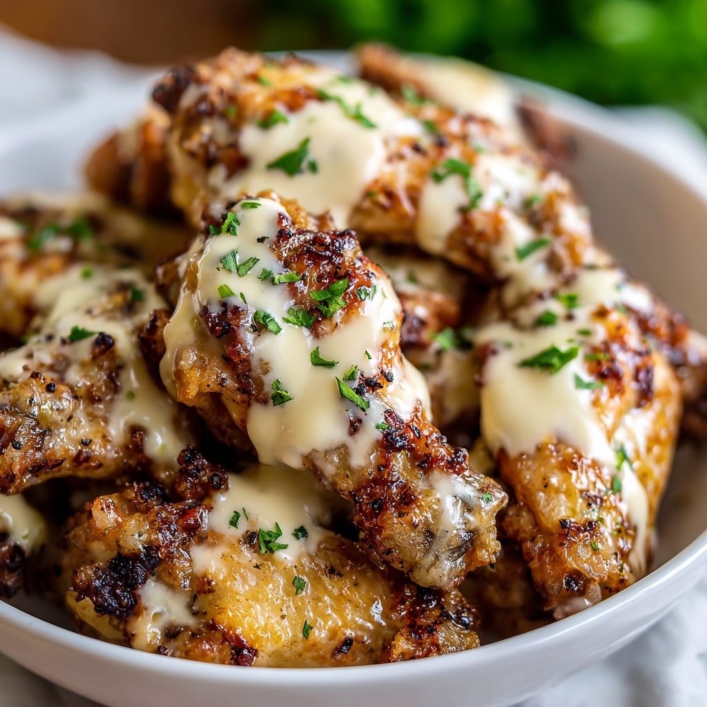 Creamy Parmesan Alfredo Chicken Wings Recipe - Recipe Image