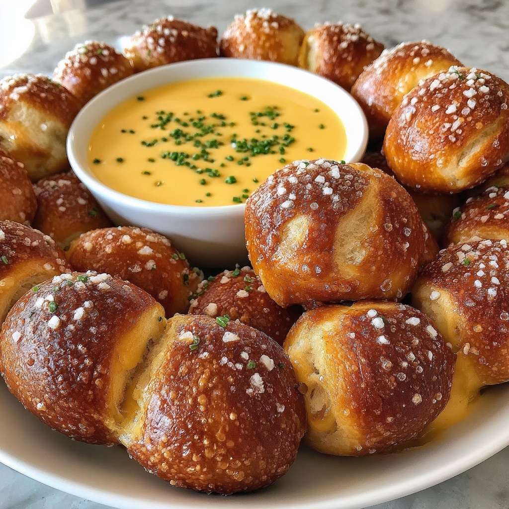 Soft Pretzel Bites with Vegan Cheese Sauce Recipe - Recipe Image