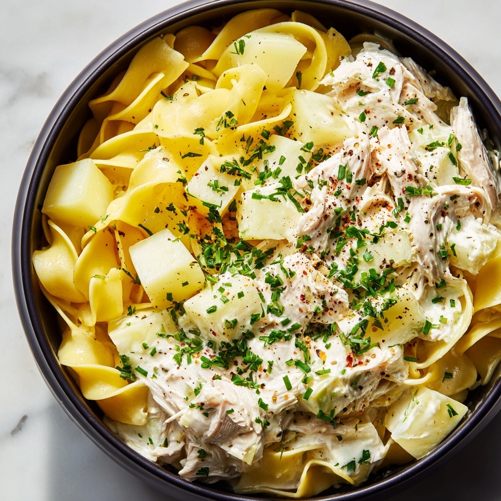 Comforting Creamy Chicken and Noodles Crock Pot Recipe - Recipe Image