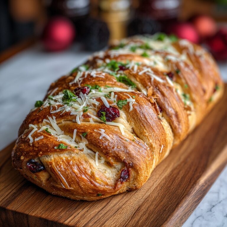 Garlic Herb Sourdough Bread Stuffed with Brie & Cranberry Recipe