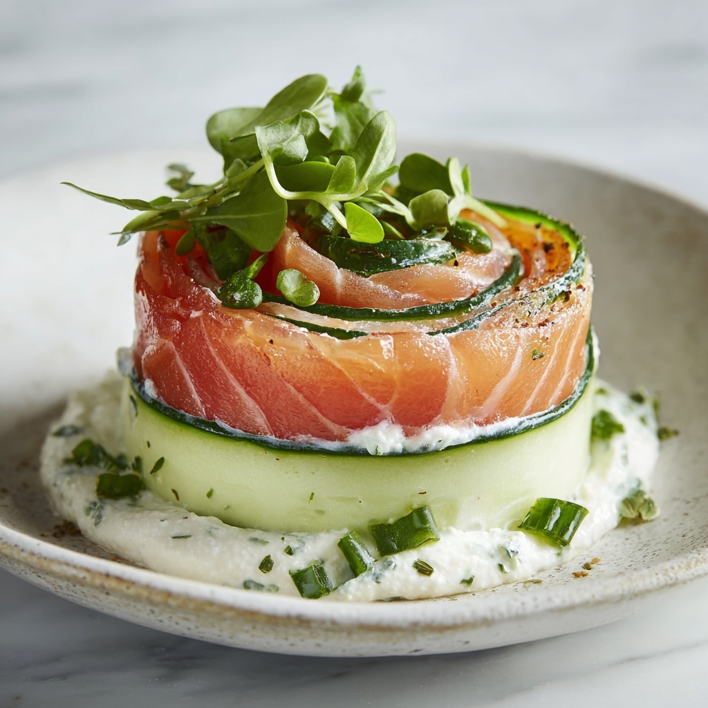 Smoked Salmon Roll-Ups with Cucumber and Hummus Recipe - Recipe Image