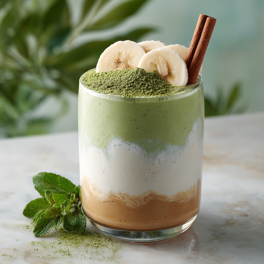 Creamy Easy Banana Matcha Latte Recipe - Recipe Image