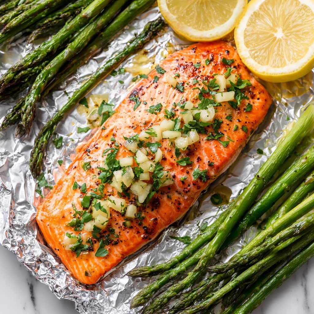 Savory Baked Salmon in Foil with Asparagus & Lemon Butter Recipe - Recipe Image