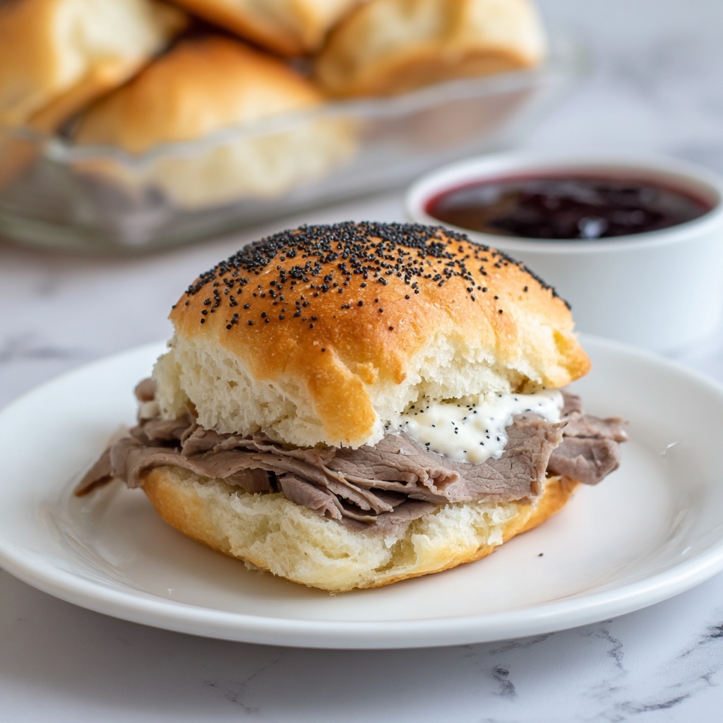 Roast Beef Sliders with Poppy Seed Barbecue Sauce Recipe - Recipe Image
