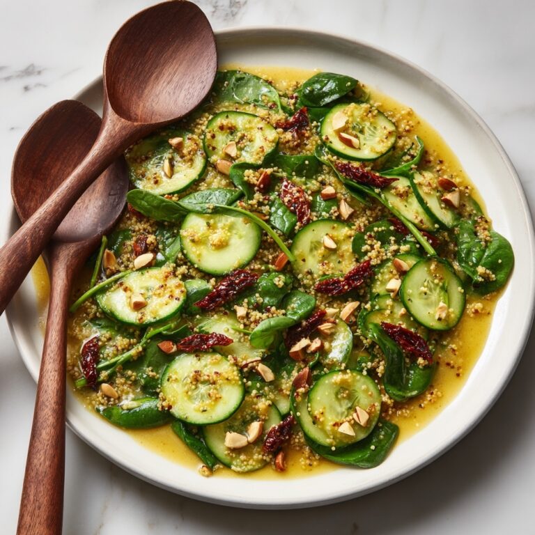 Mediterranean Couscous Salad with Sun-Dried Tomatoes, Cucumber, Spinach, and Feta Recipe
