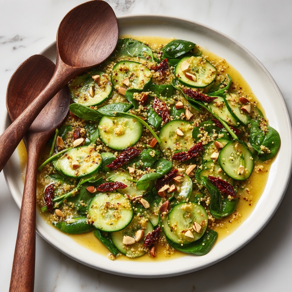 Mediterranean Couscous Salad with Sun-Dried Tomatoes, Cucumber, Spinach, and Feta Recipe - Recipe Image