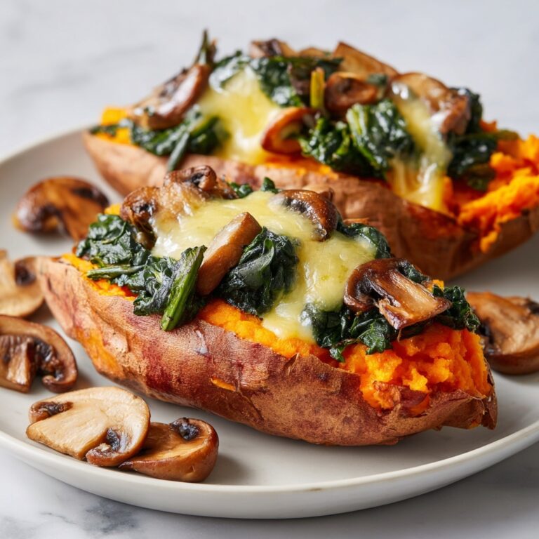 Creamy Mushroom and Spinach Stuffed Sweet Potatoes Recipe