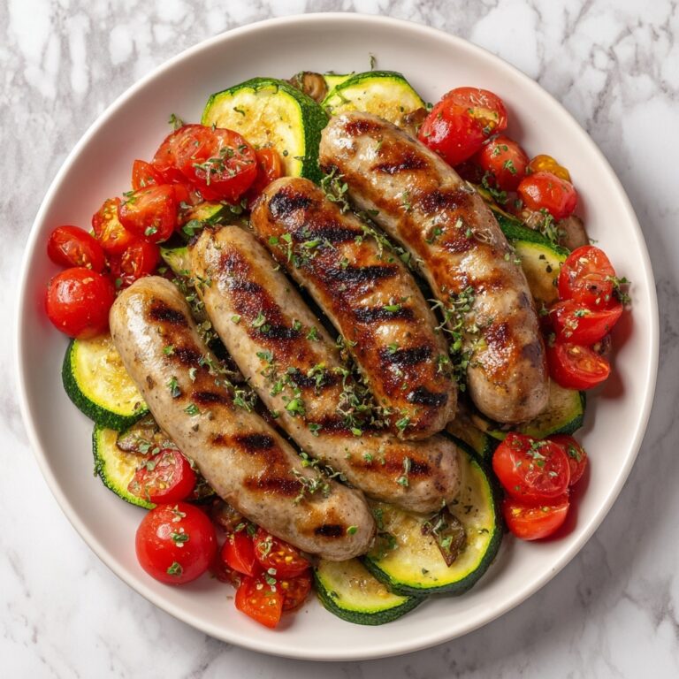 Chicken Sausages with Zucchini, Tomatoes & Pasta Recipe