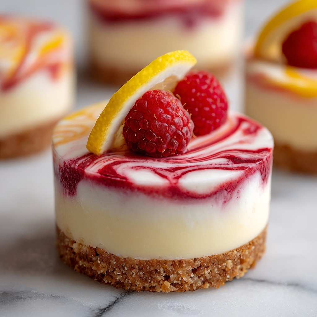 No Bake Raspberry Lemon Swirl Cheesecake Recipe - Recipe Image