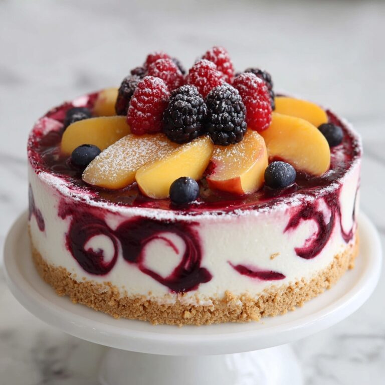 Savory Summer Berry and Peach Cheesecake Recipe