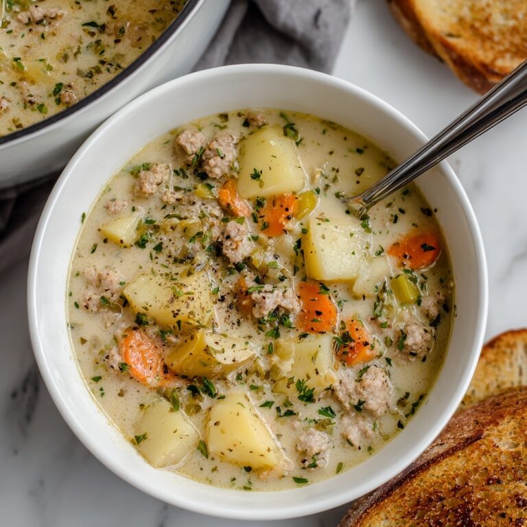 Cheeseburger Soup with Pepper Jack Velveeta and Fresh Vegetables Recipe