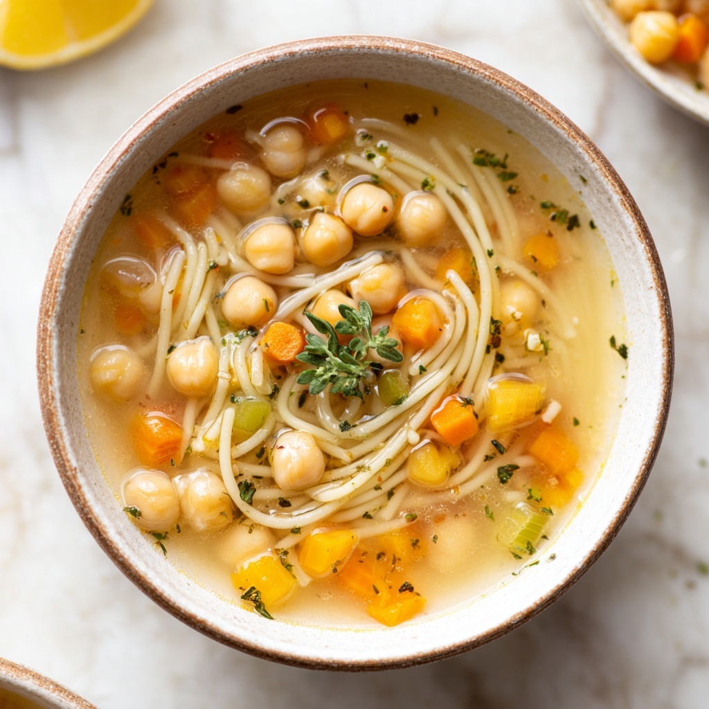 Lemon Orzo Chickpea Soup with Crispy Roasted Chickpeas Recipe - Recipe Image