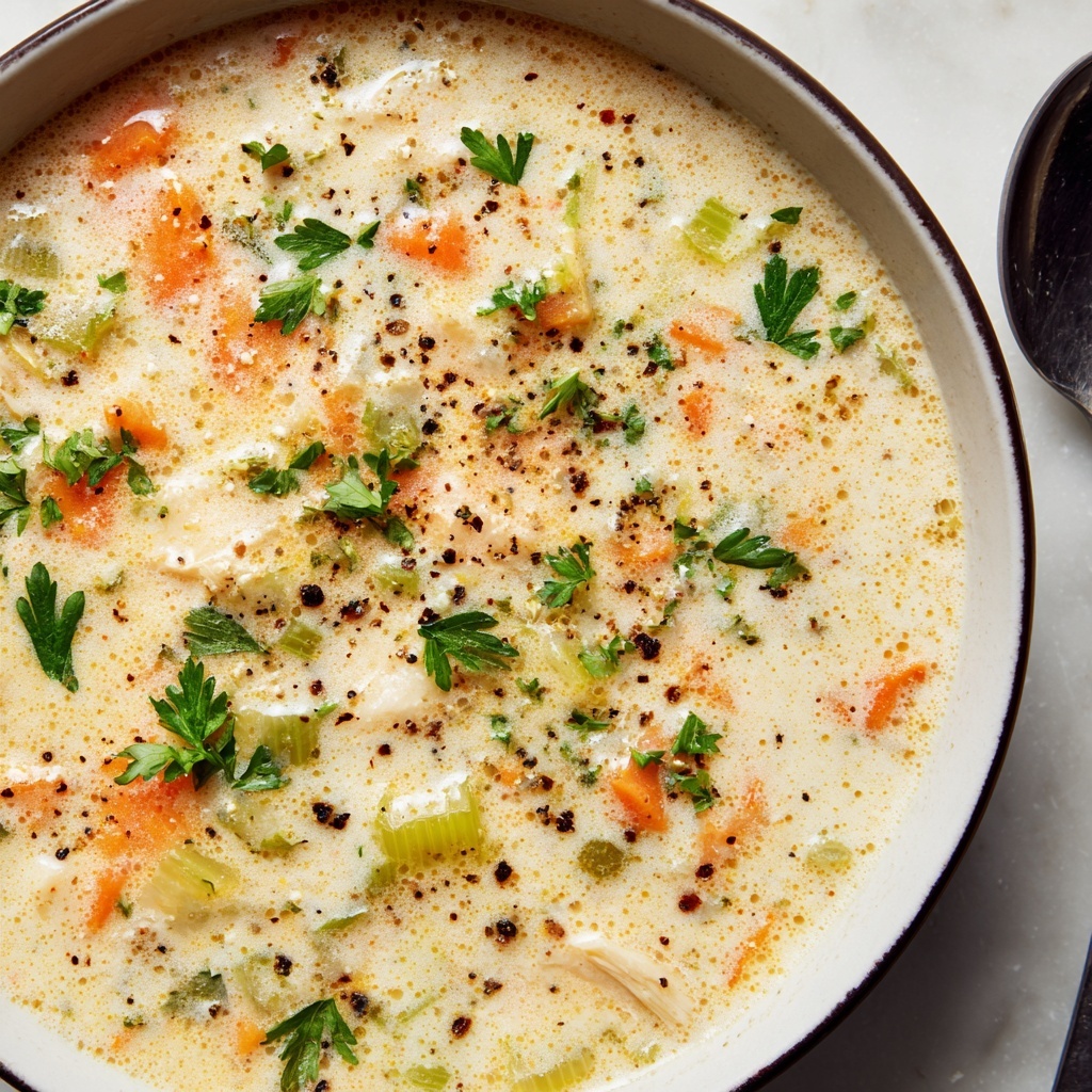 One Pot Creamy Italian Ground Chicken Soup Recipe - Recipe Image