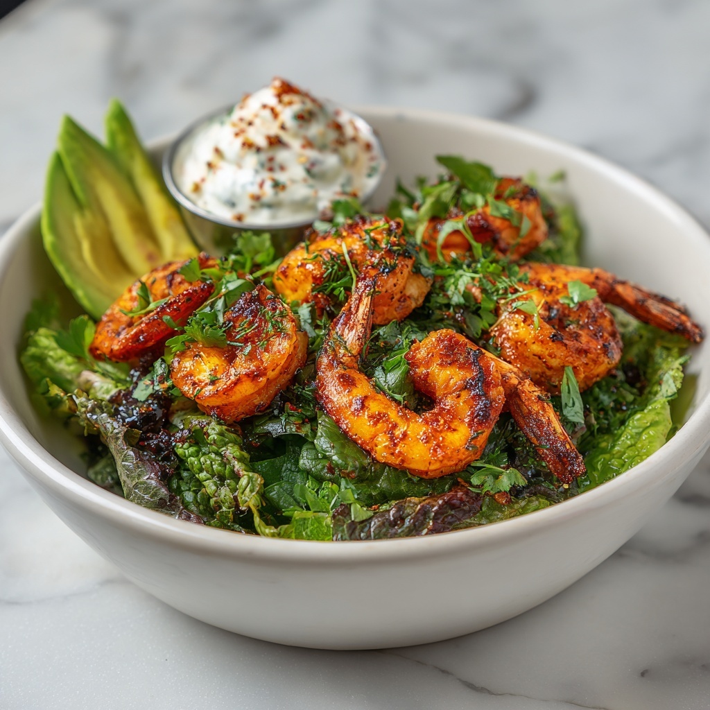 Hot Honey Blackened Shrimp Caesar Salad Recipe - Recipe Image