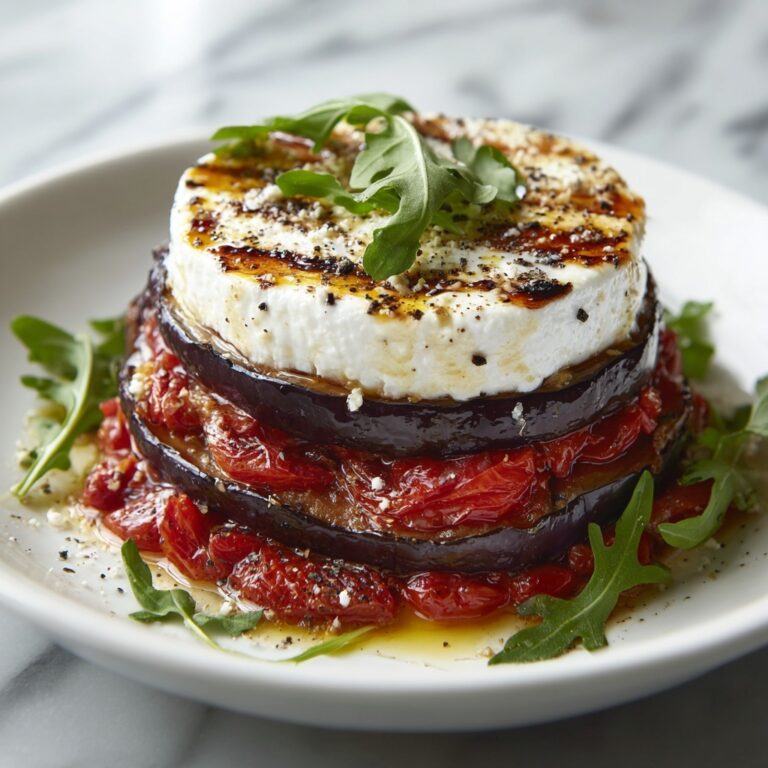 Grilled Eggplant Ratatouille with Fresh Cheese and Arugula Recipe